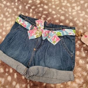 NEW OshKosh B'Gosh Genuine Kids Denim Short with Scarf Flower Belt, 5T